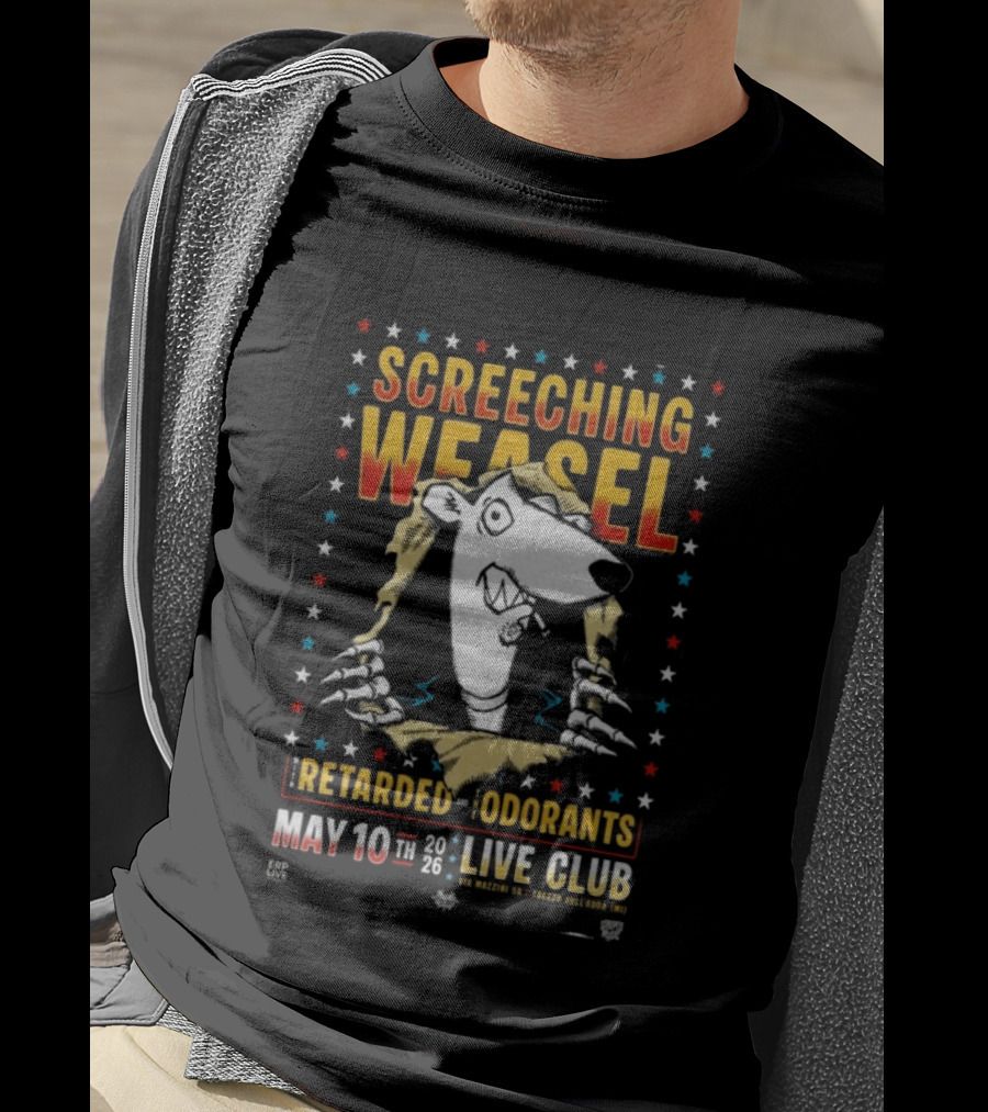 SCREECHING WEASEL Milan Italy Live Club May 10 2026 Retarded Odorants Tour T-Shirt
