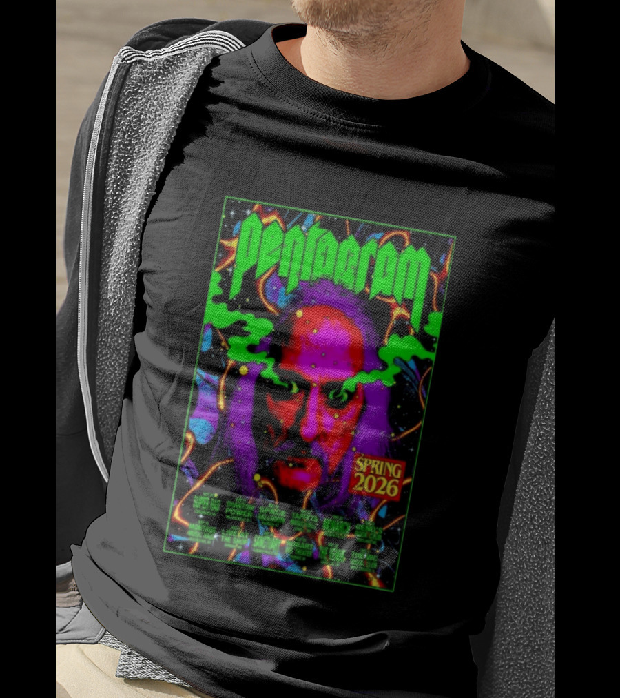 Pentagram Spring Tour May 2026 Psychedelic Neon Art With Iconic Face T-Shirt