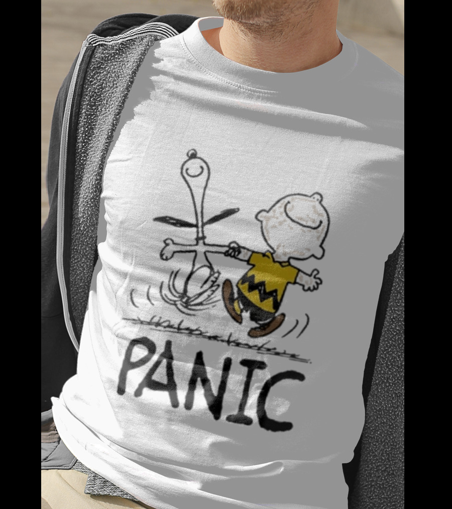 Charlie Brown Snoopy Panic Sometimes A Dog Is As Good As Any Man Peanuts Comic Strip Fun T-Shirt