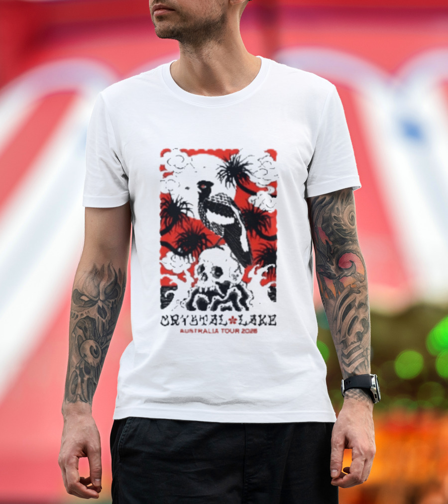 Crystal Lake Australia Tour 2026 Bird Skull Tropical T-Shirt