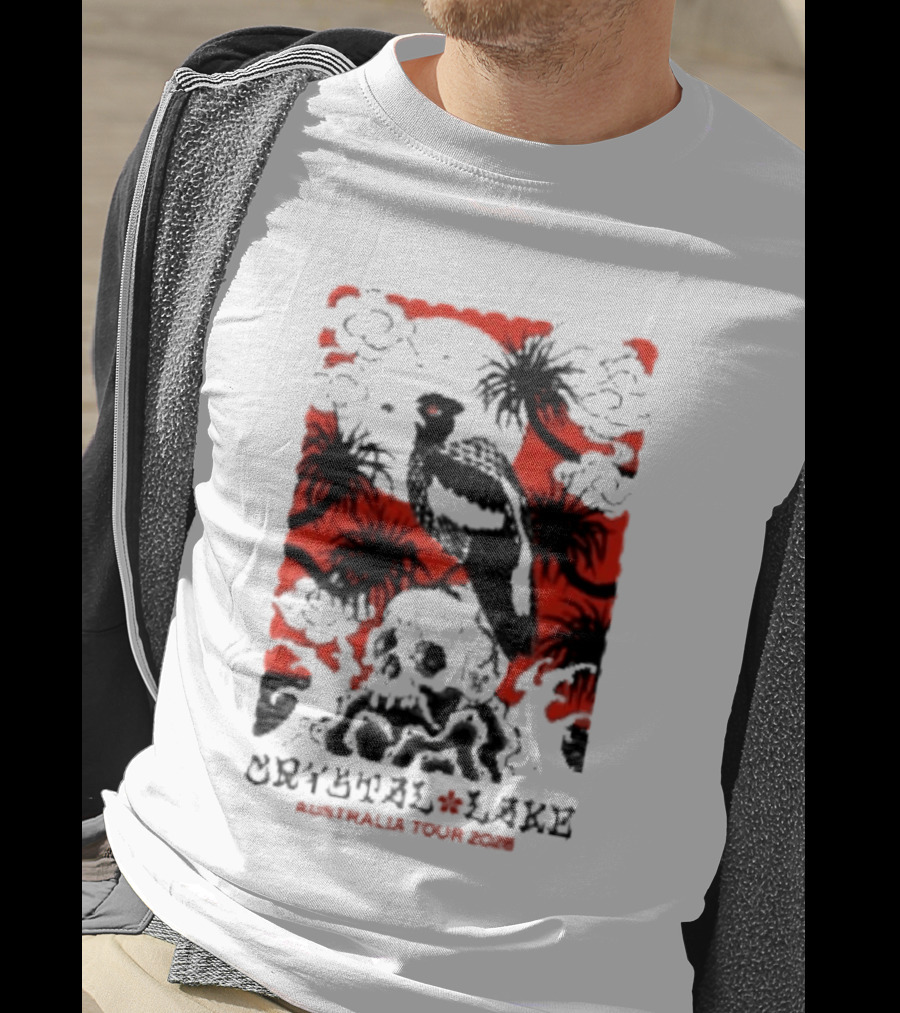 Crystal Lake Australia Tour 2026 Bird Skull Tropical T-Shirt