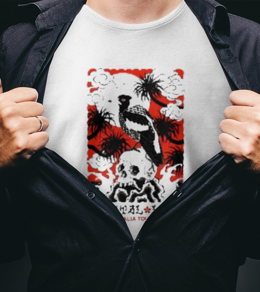 Crystal Lake Australia Tour 2026 Bird Skull Tropical T-Shirt
