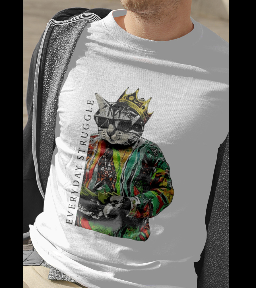 Everyday Struggle Notorious B.I.G Cat Meme Crown Sunglasses T-Shirt