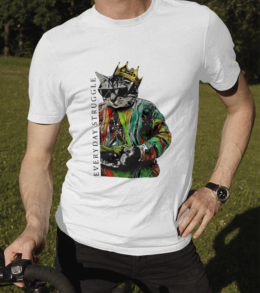 Everyday Struggle Notorious B.I.G Cat Meme Crown Sunglasses T-Shirt