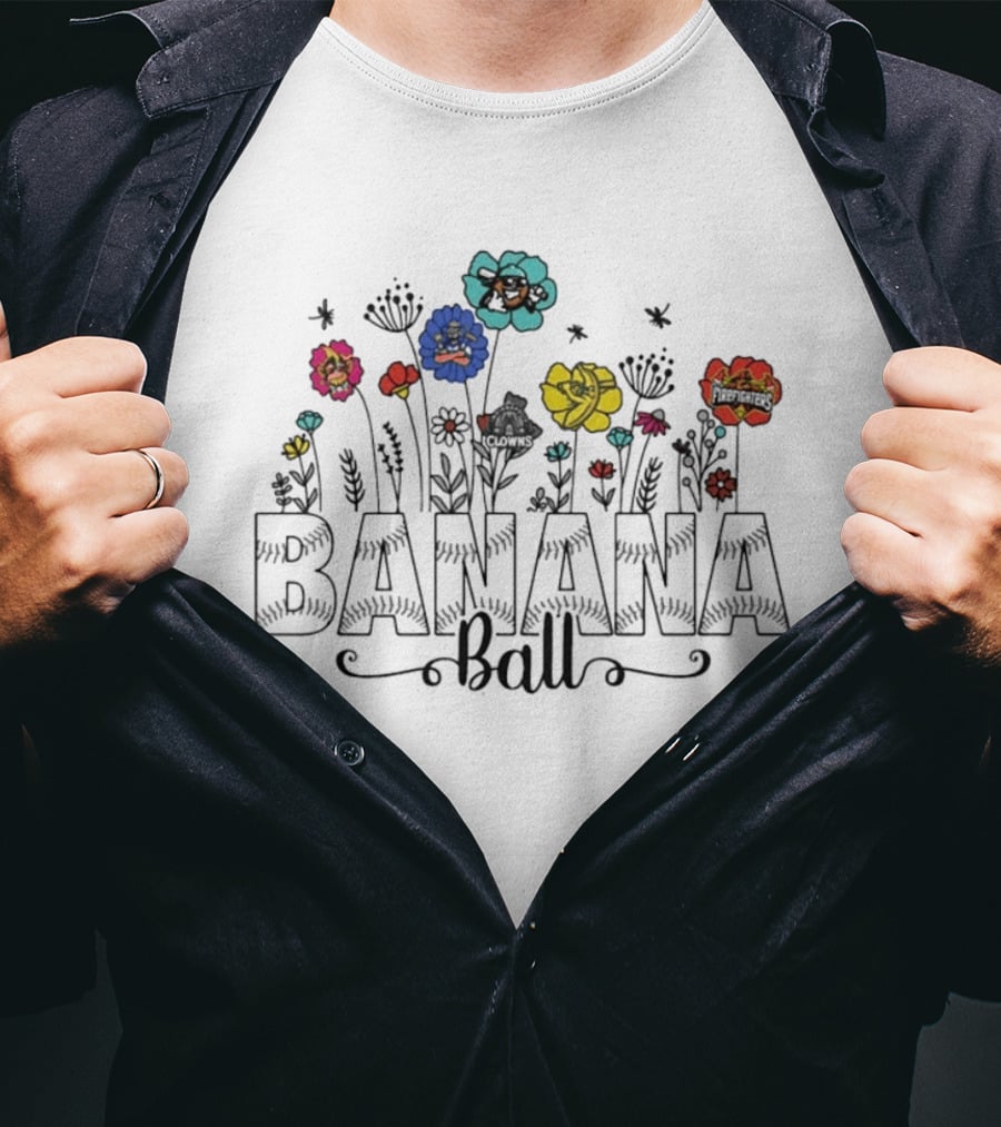 Floral Banana Ball Wildflower Design With Blooms T-Shirt