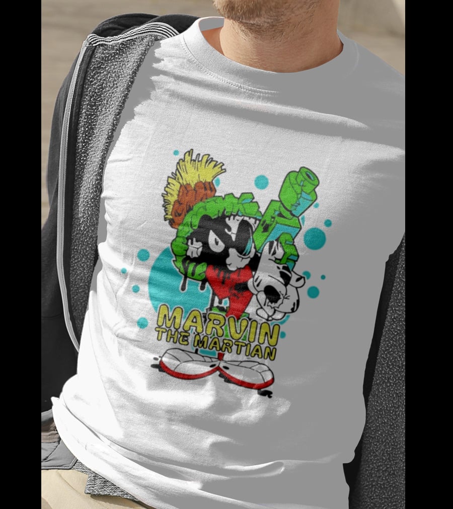 Marvin The Martian Retro Cartoon Character With Ray Gun T-Shirt