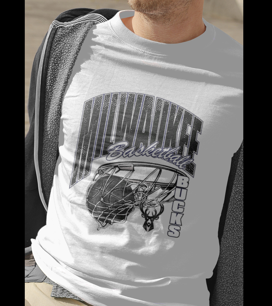 Milwaukee Bucks Basketball Swish Deer Hoop T-Shirt