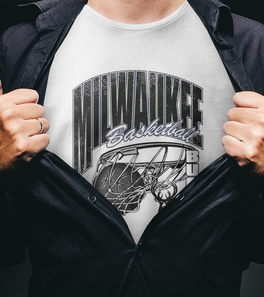 Milwaukee Bucks Basketball Swish Deer Hoop T-Shirt