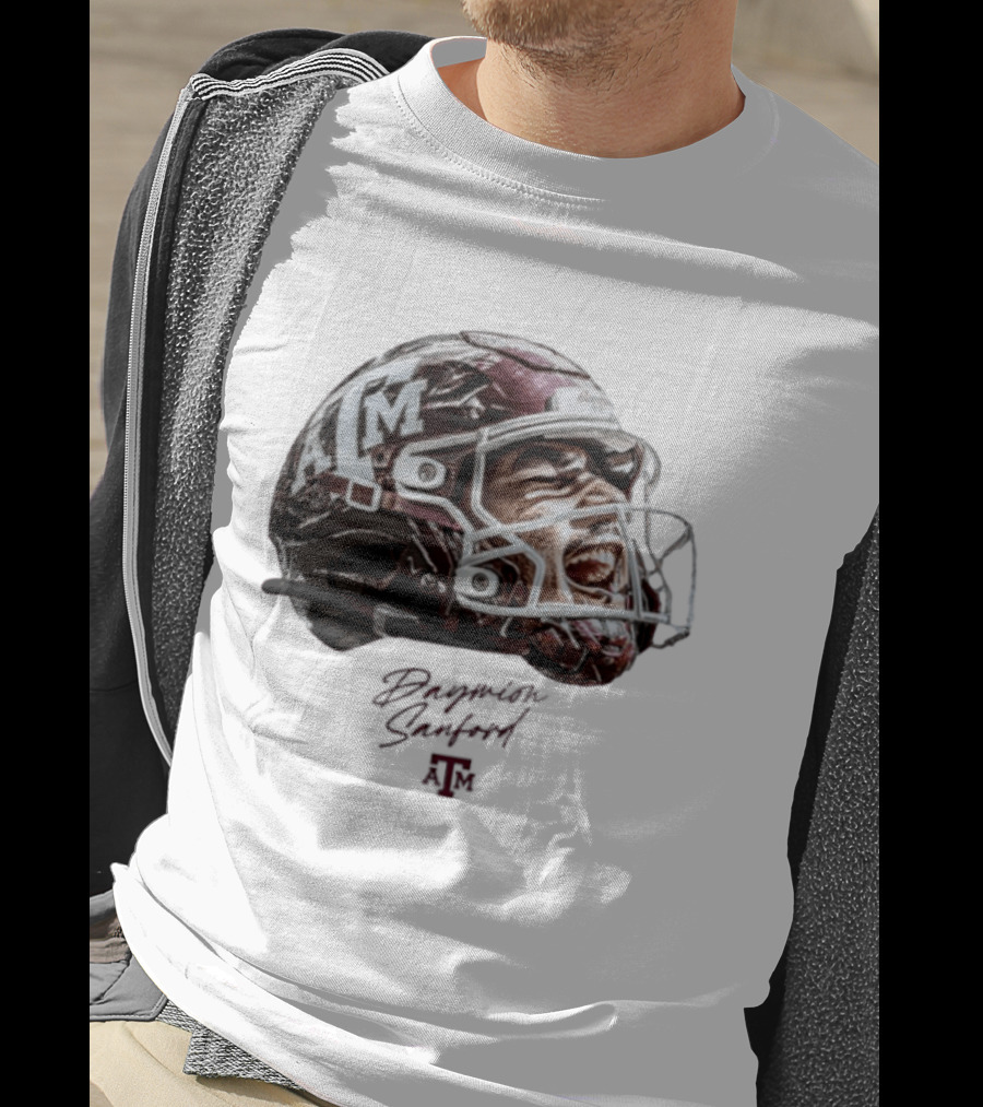 Texas A&M Aggies Football Helmet Game Face Daymion Sanford NCAA T-Shirt