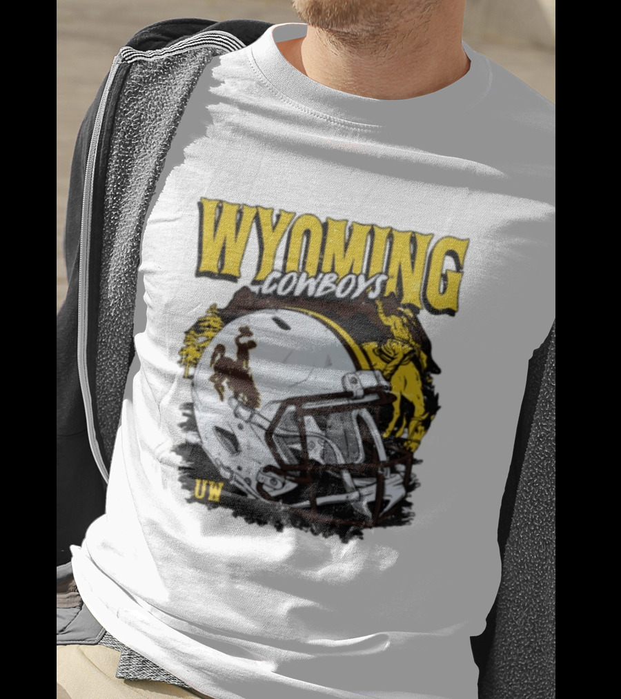 Wyoming Cowboys UW Football Helmet NCAA T-Shirt