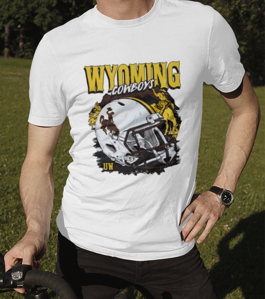 Wyoming Cowboys UW Football Helmet NCAA T-Shirt
