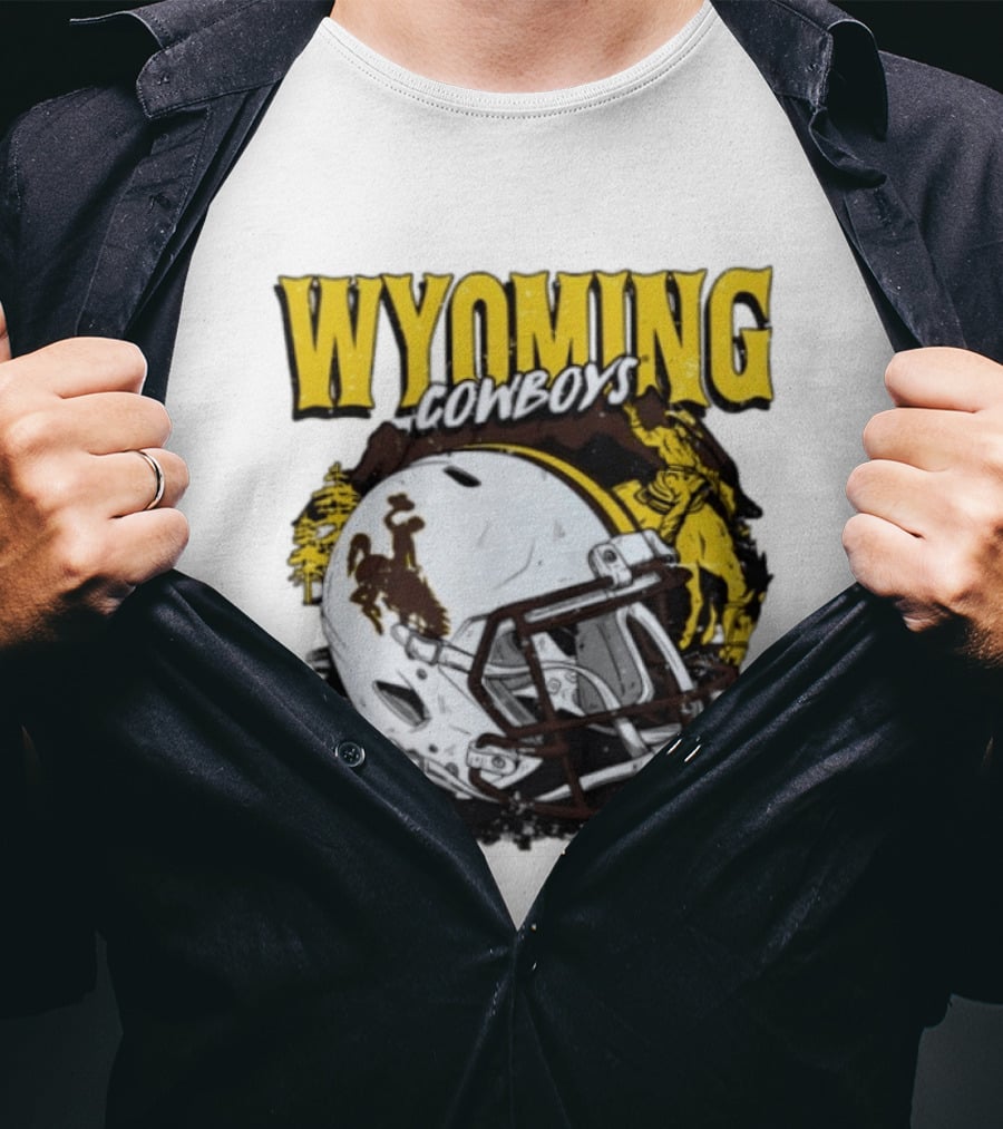 Wyoming Cowboys UW Football Helmet NCAA T-Shirt