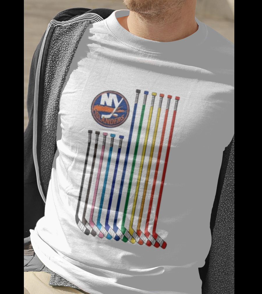 NY Islanders Rainbow Pride Night Hockey Sticks T-Shirt