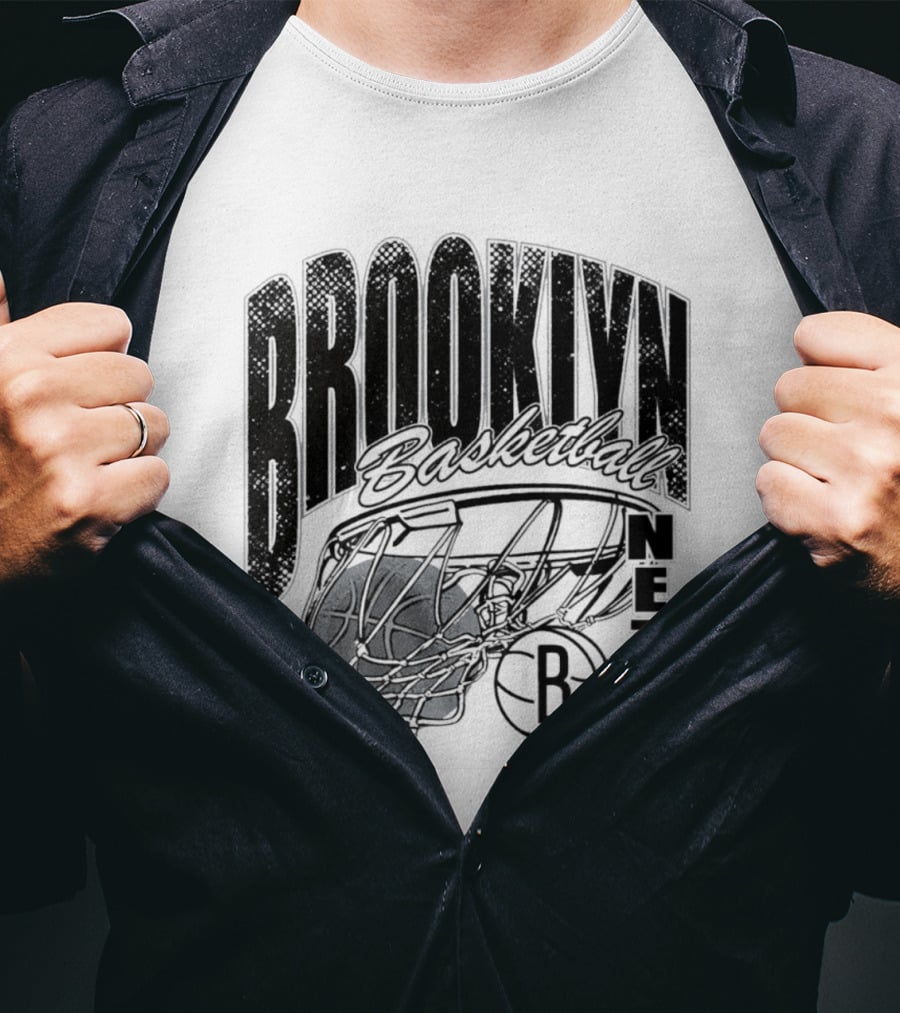 Brooklyn Basketball Nets Swish Ball Script T-Shirt