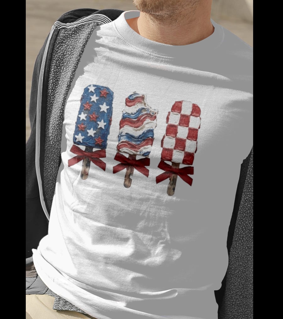 Patriotic Popsicle Stars Stripes Red White Blue T-Shirt