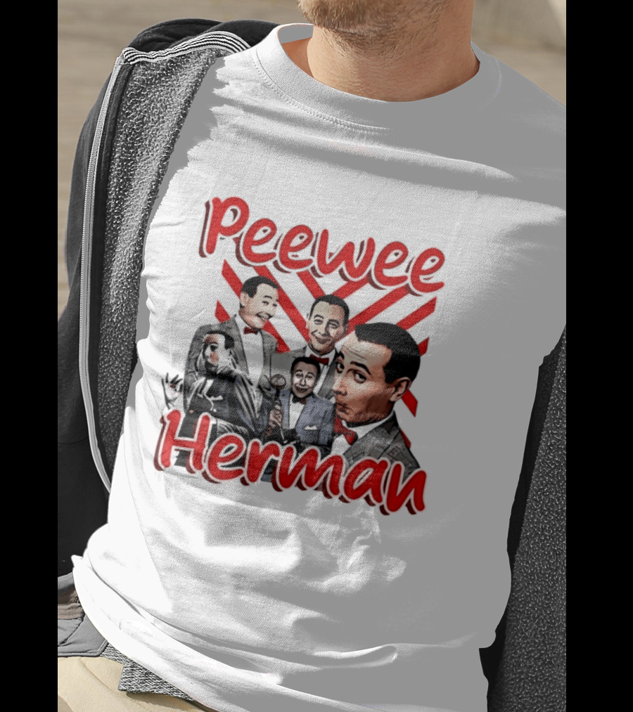 Peewee Herman Iconic Characters Collage Red And Black T-Shirt