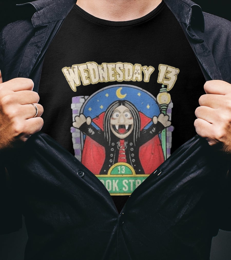 Wednesday 13 Vampire Moonlight Streetlamp Spook Street 13 T-Shirt