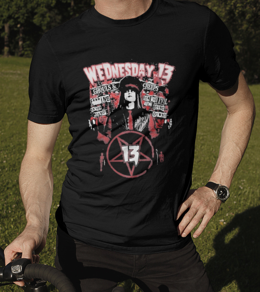 Wednesday 13 Ghouls Creeps Blood Spattered Pentagram 13 T-Shirt