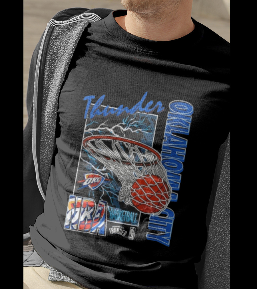 Oklahoma City Thunder NBA Basketball Net Lightning OKC T-Shirt