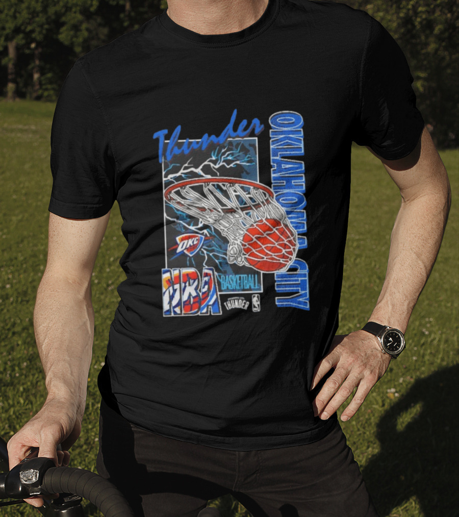 Oklahoma City Thunder NBA Basketball Net Lightning OKC T-Shirt