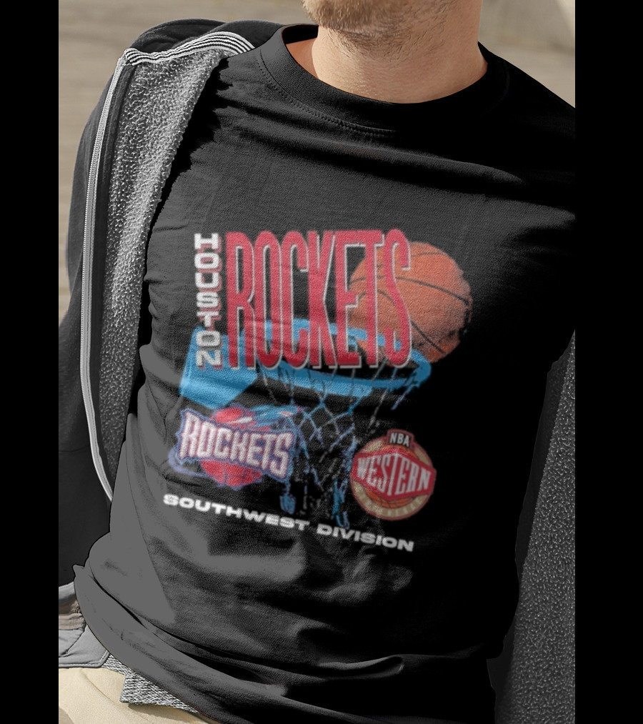Houston Rockets Southwest Division NBA Western Hardwood Classics 90s Basketball Team T-Shirt