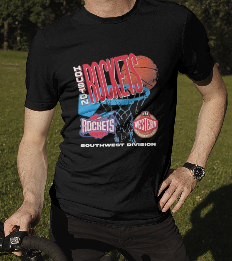 Houston Rockets Southwest Division NBA Western Hardwood Classics 90s Basketball Team T-Shirt