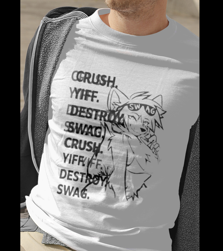 Crush Yiff Destroy Swag Fox Character Sunglasses T-Shirt