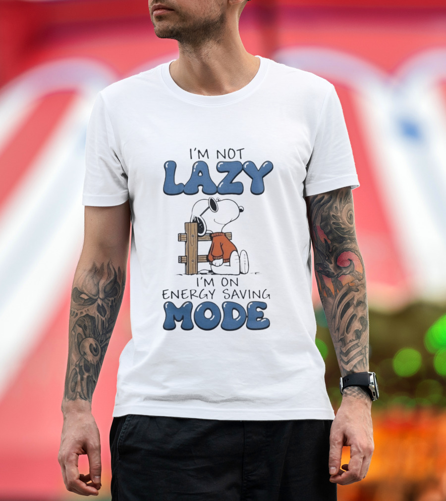 I'm Not Lazy I'm On Energy Saving Mode Snoopy Woodstock T-Shirt