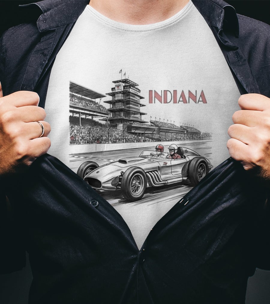 Indiana Indianapolis Motor Speedway Indy 500 Racing Car T-Shirt