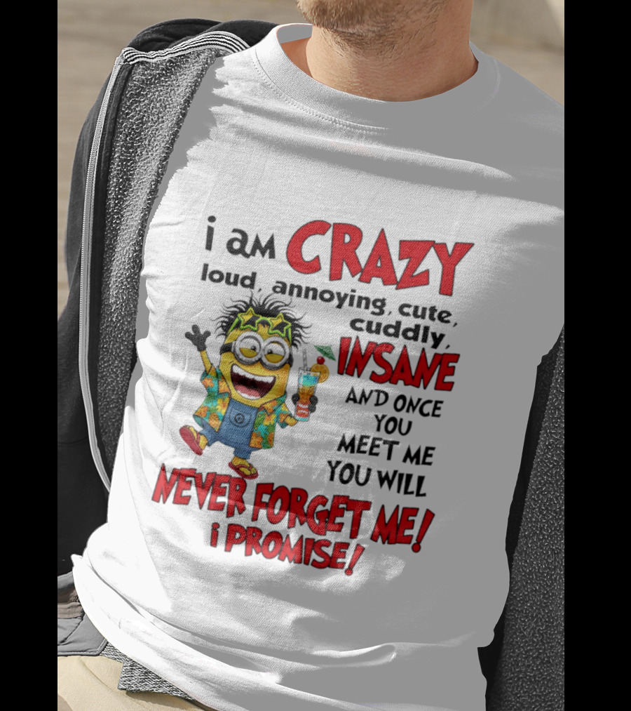 I Am Crazy Loud Annoying Cute Cuddly Insane Once You Meet Me Never Forget Promise T-Shirt