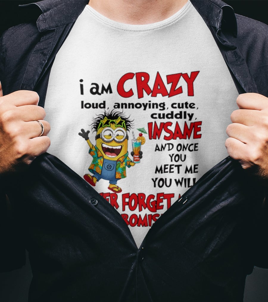 I Am Crazy Loud Annoying Cute Cuddly Insane Once You Meet Me Never Forget Promise T-Shirt