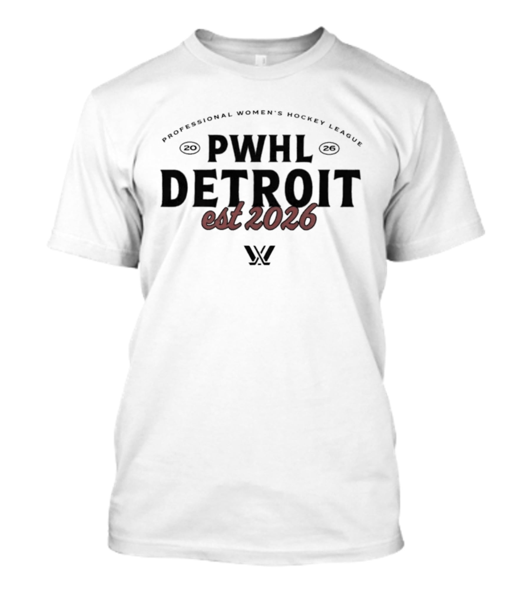 PWHL Detroit Est 2026 Professional Women's Hockey League Essentials T-Shirt