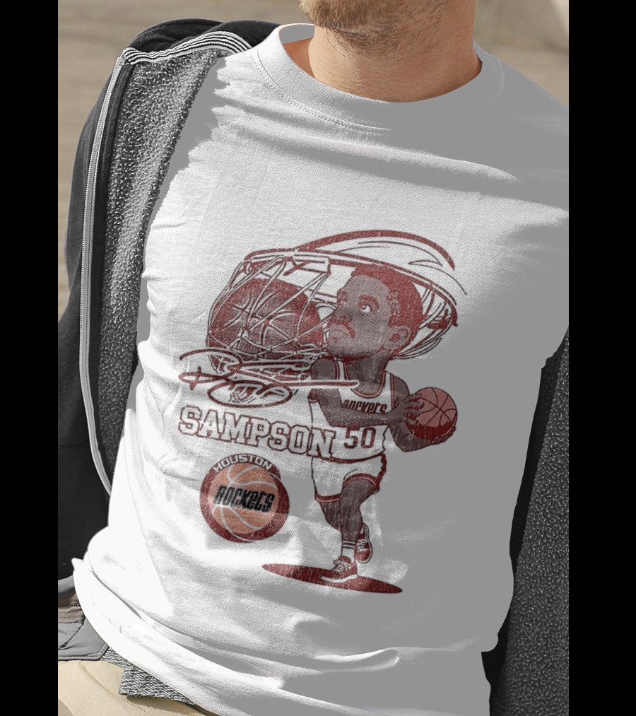 Ralph Sampson Houston Rockets NBA Caricature Basketball Player T-Shirt