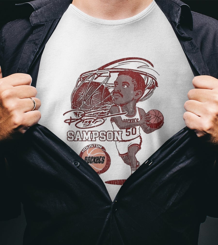 Ralph Sampson Houston Rockets NBA Caricature Basketball Player T-Shirt
