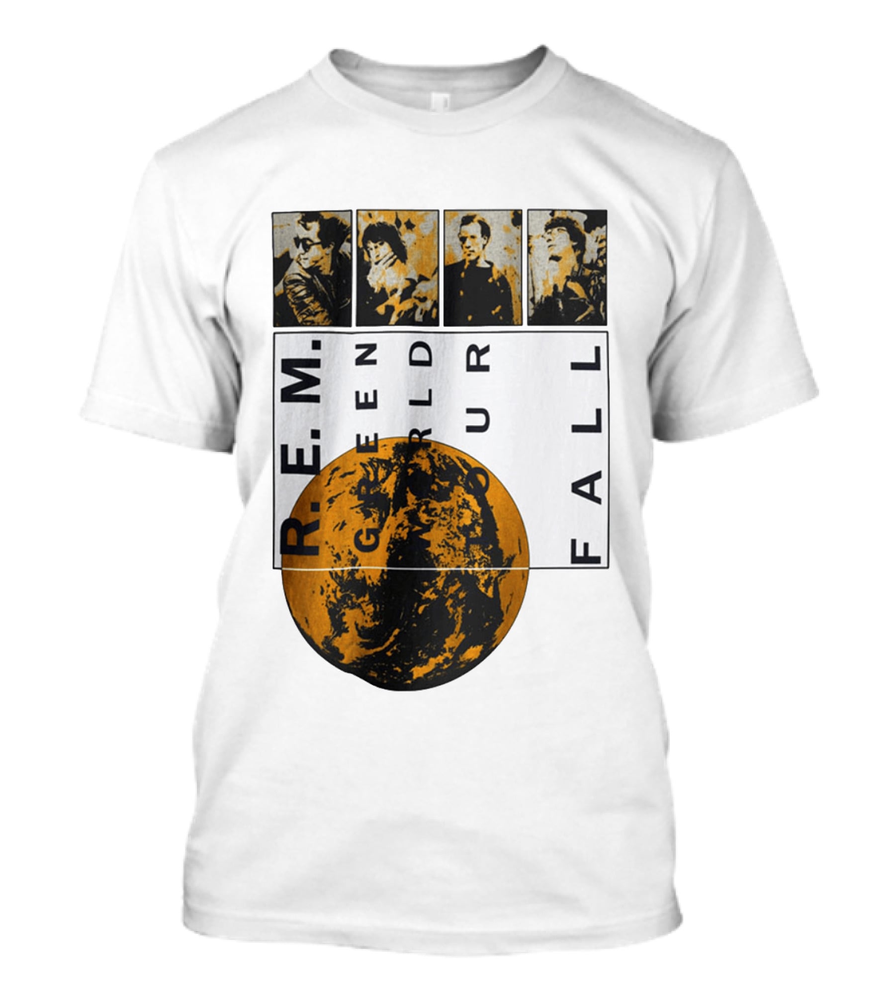 R.E.M. 1989 Green World Tour Fall Vintage Planet Band Photography T-Shirt