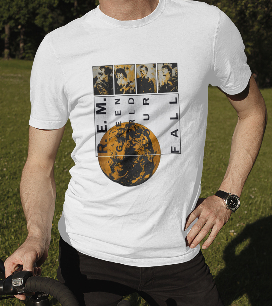 R.E.M. 1989 Green World Tour Fall Vintage Planet Band Photography T-Shirt