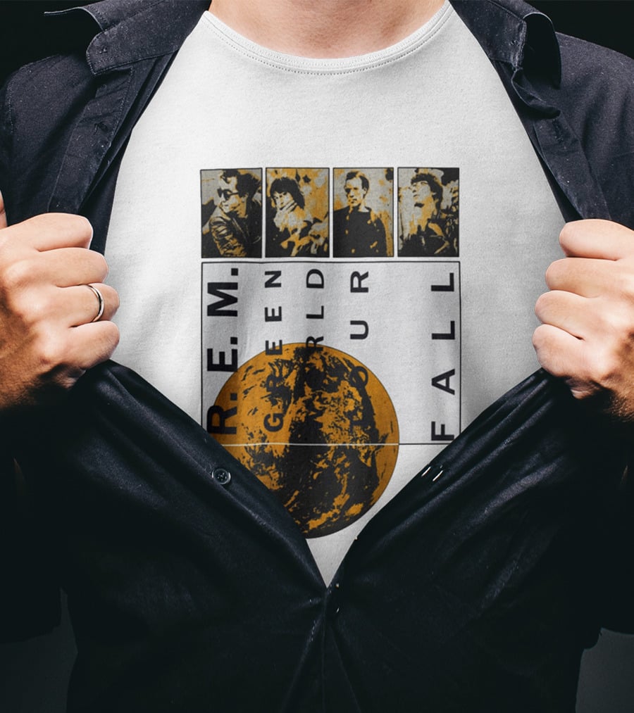 R.E.M. 1989 Green World Tour Fall Vintage Planet Band Photography T-Shirt