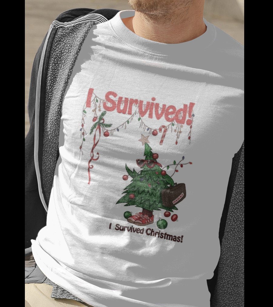 I Survived Christmas Funny Holiday Tree Celebration T-Shirt