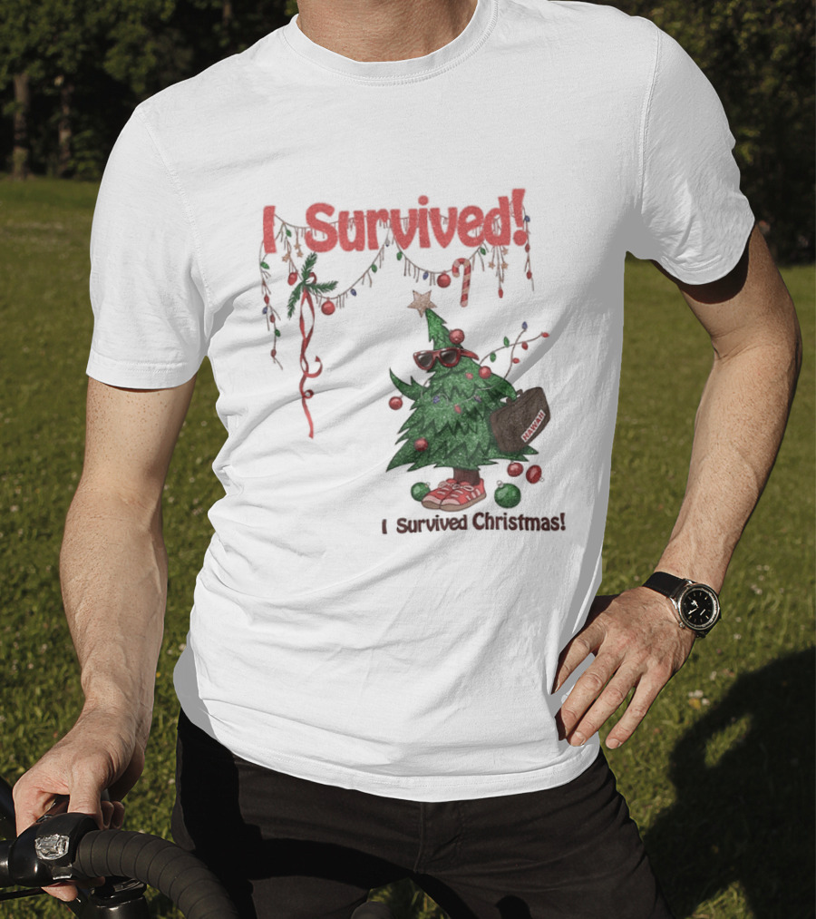 I Survived Christmas Funny Holiday Tree Celebration T-Shirt