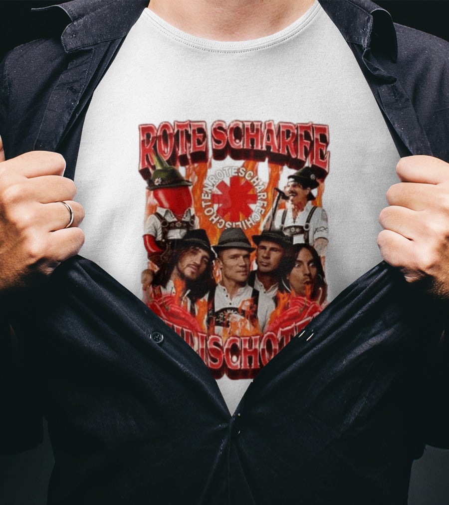 Rote Scharfe Chilischoten Lederhosen Band Mitglieder Custom T-Shirt