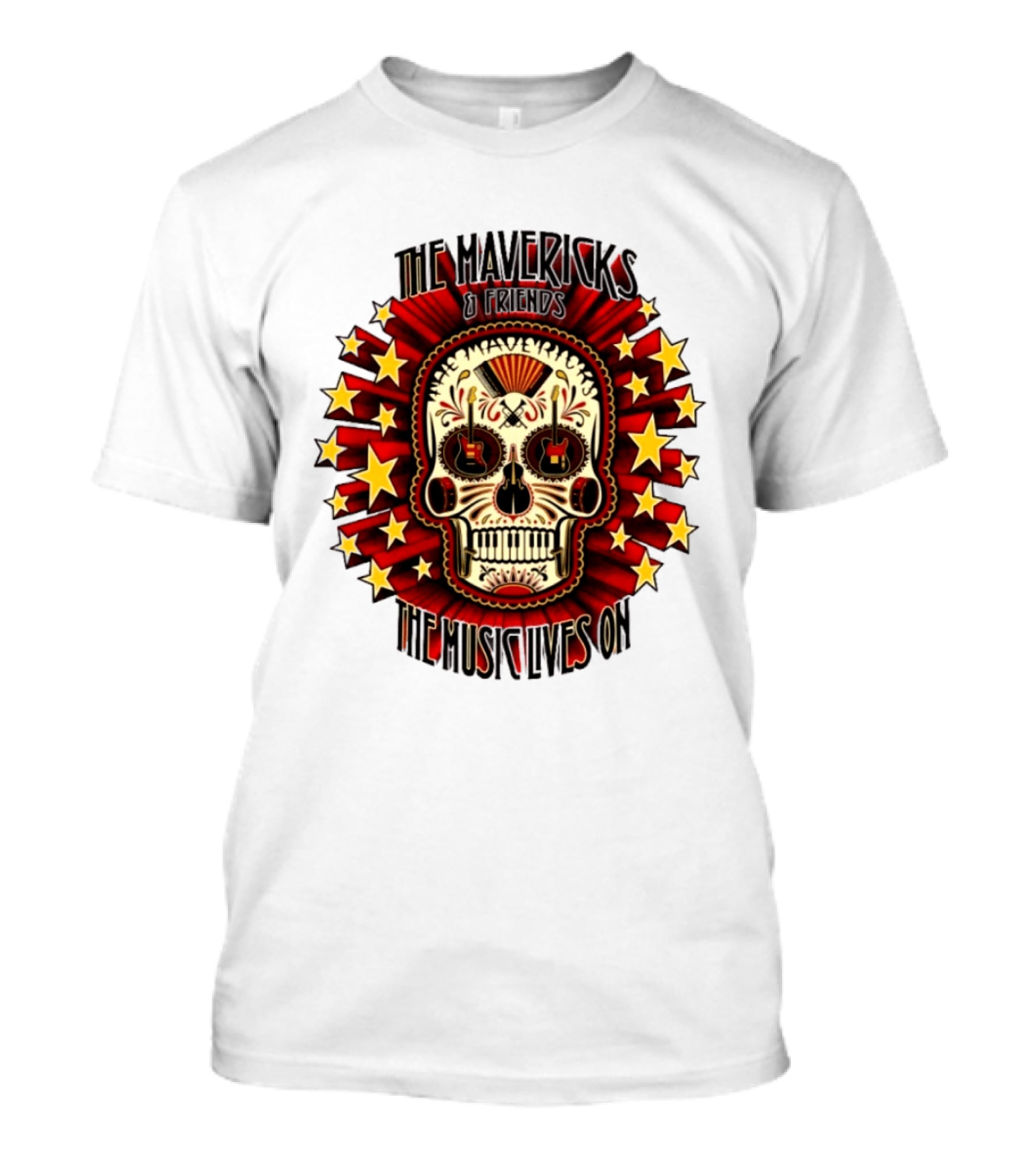 The Mavericks The Music Lives On 2026 Tour Dates Sugar Skull Stars Guitar T-Shirt