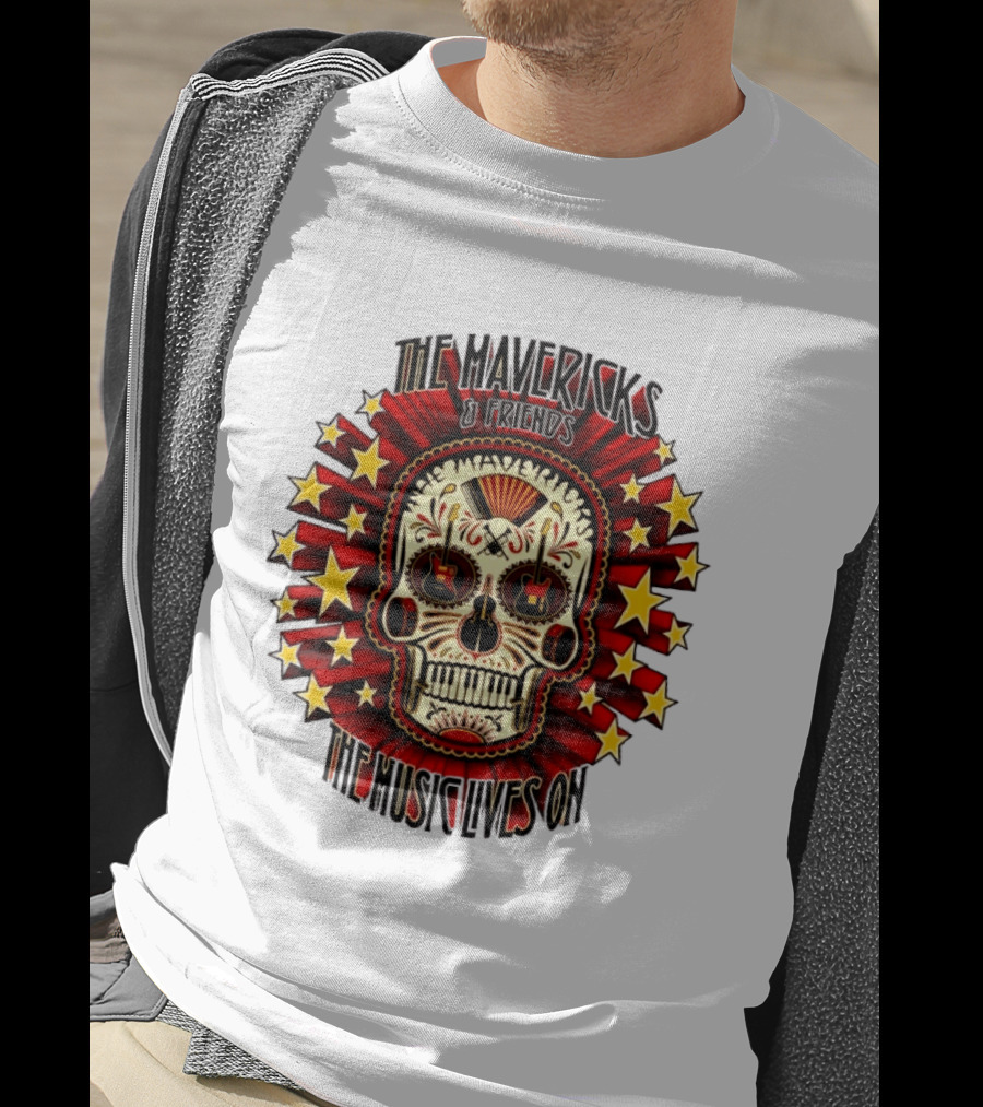 The Mavericks The Music Lives On 2026 Tour Dates Sugar Skull Stars Guitar T-Shirt