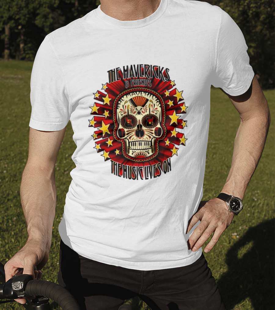 The Mavericks The Music Lives On 2026 Tour Dates Sugar Skull Stars Guitar T-Shirt