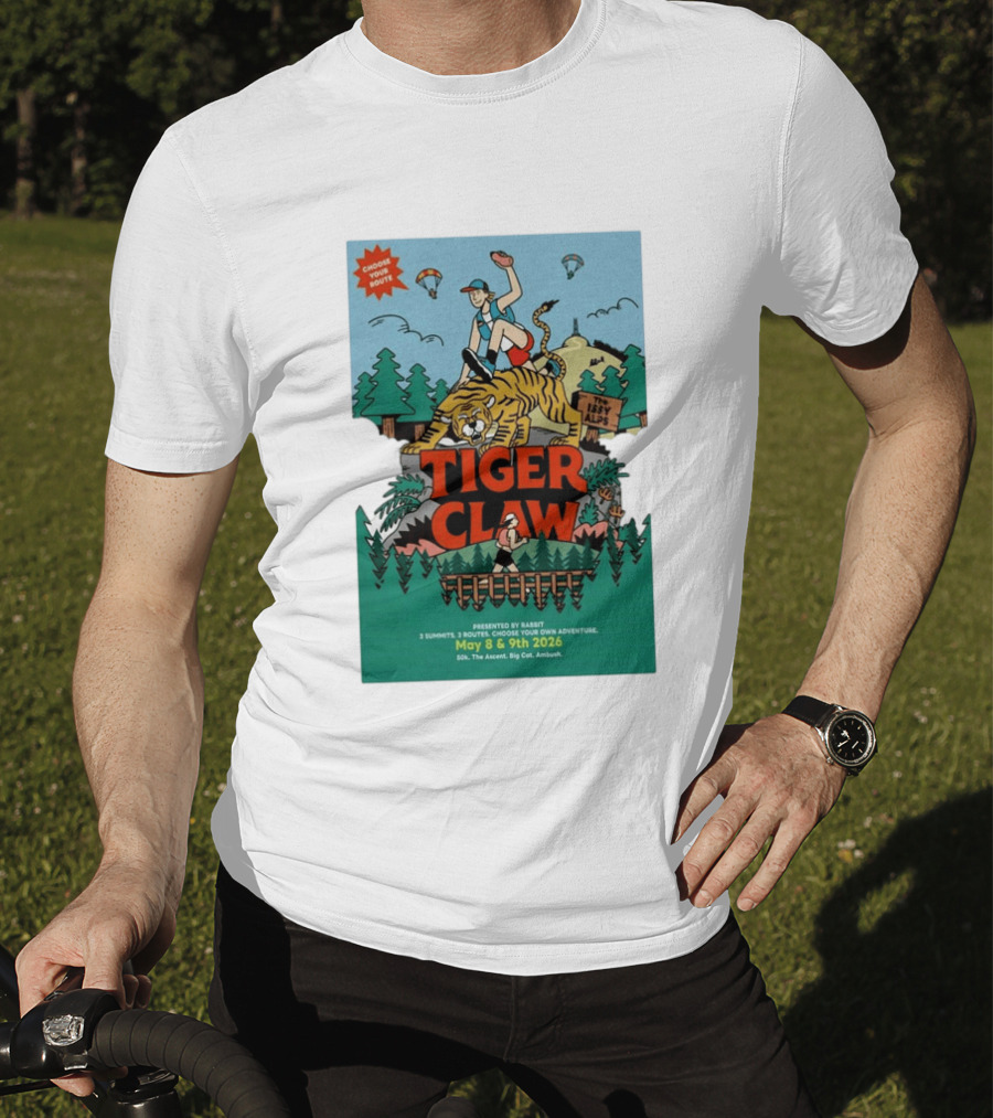 Choose Your Route Tiger Claw May 8 9 2026 3 Summits Adventure 50k The Ascent Big Cat Ambush T-Shirt