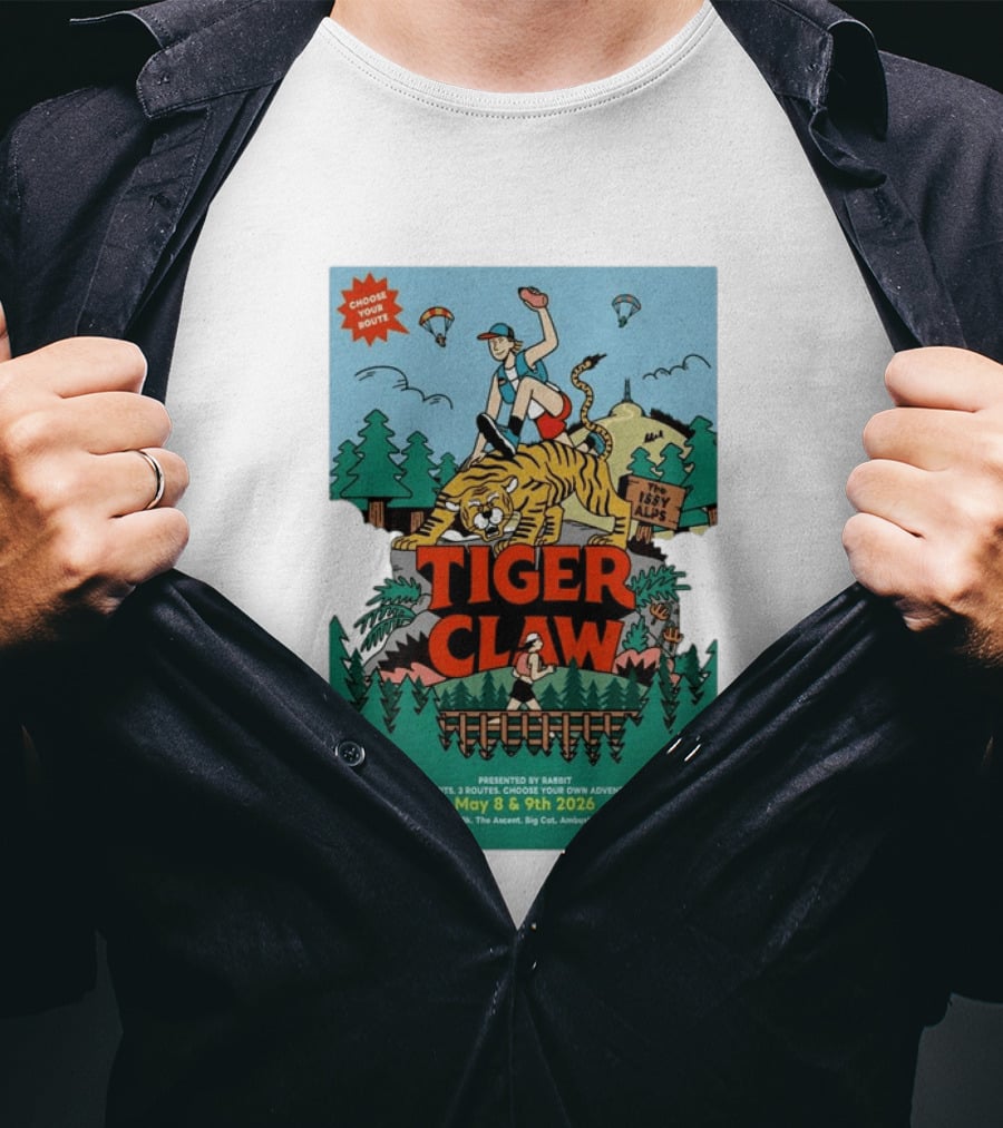 Choose Your Route Tiger Claw May 8 9 2026 3 Summits Adventure 50k The Ascent Big Cat Ambush T-Shirt