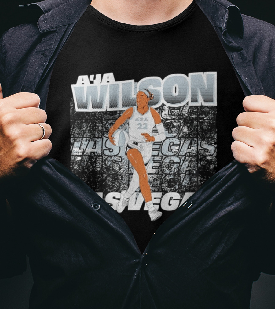 A'ja Wilson 22 Las Vegas Aces Basketball Player Action T-Shirt