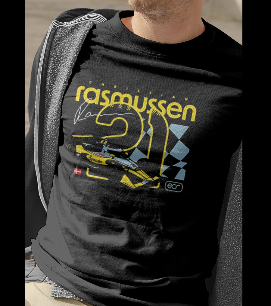 Christian Rasmussen 21 Splenda Chevrolet Racing ECR Flag Denmark T-Shirt