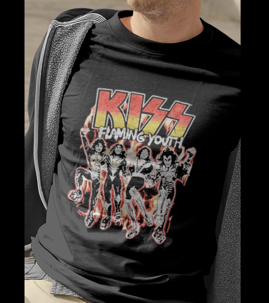 KISS Flaming Youth Band Members T-Shirt