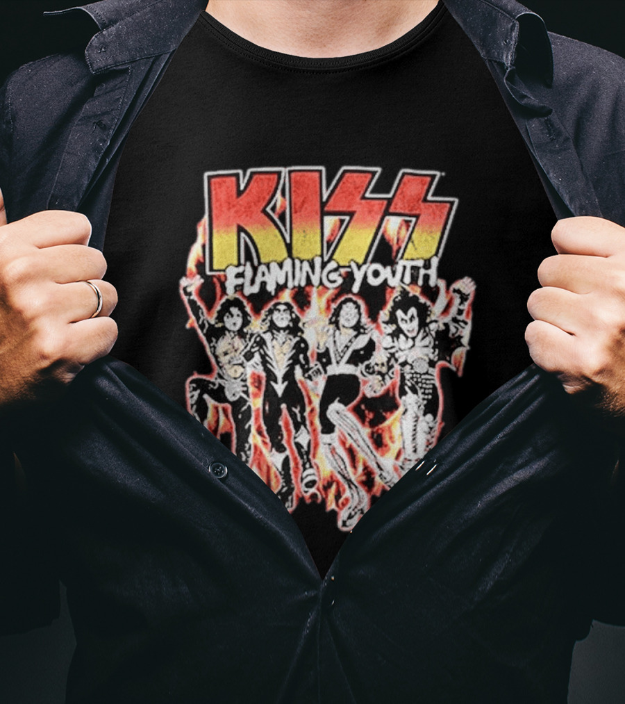 KISS Flaming Youth Band Members T-Shirt