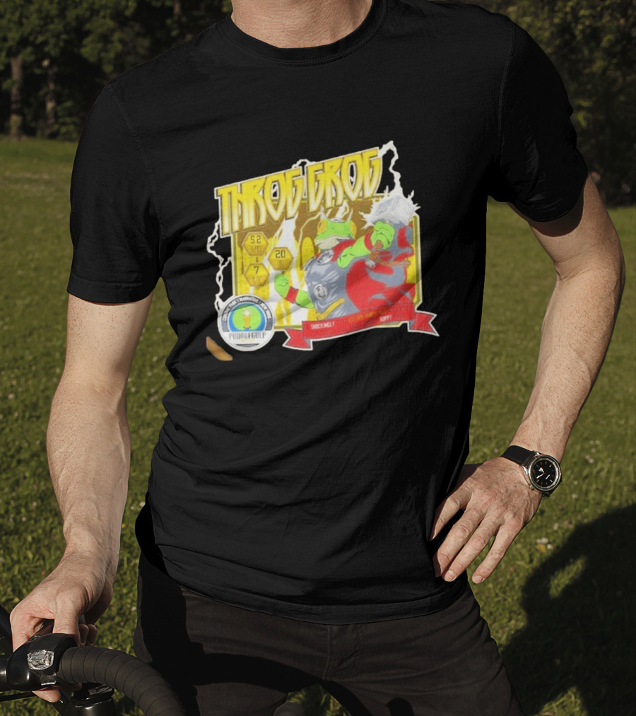 Throg Grog Puddle Gulp Superhero Frog Lightning Hammer Comic T-Shirt